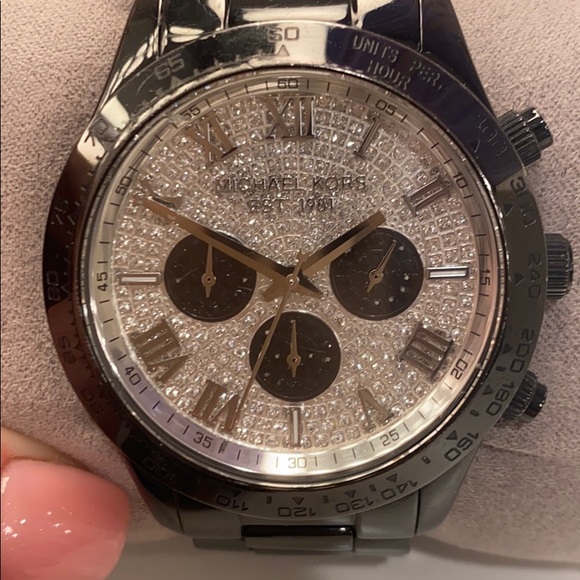 Michael Kors Black Plated Pave Glitz Dial Watch - Picture 2 of 10